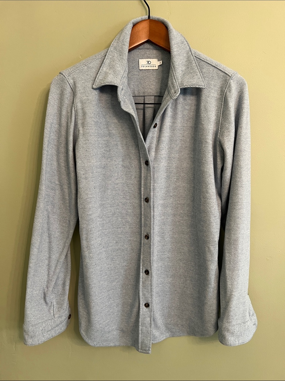 7 Diamonds Collection Light Blue Women's Button-Down Knit Shirt